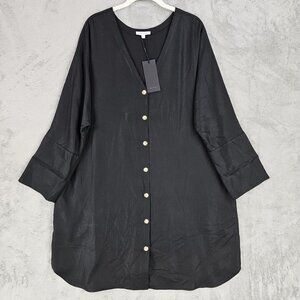 Elegant Black Button-Down Dress